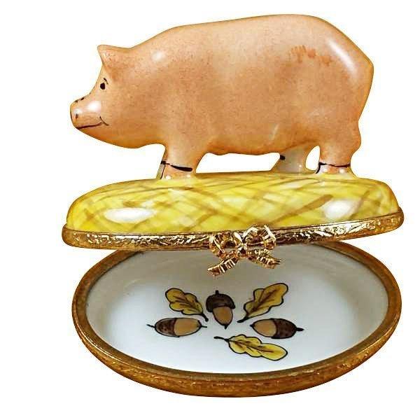 Pig on Straw limoges box Porcelain Limoges French Trinket Box
