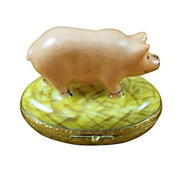 Pig on Straw limoges box Porcelain Limoges French Trinket Box