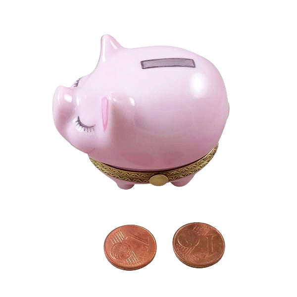 Piggy Bank w Removable Coins Porcelain Limoges farm professional baby French Trinket Box