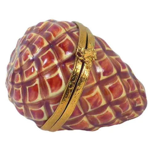 Pine Cone Porcelain Limoges flowers garden French Trinket Box