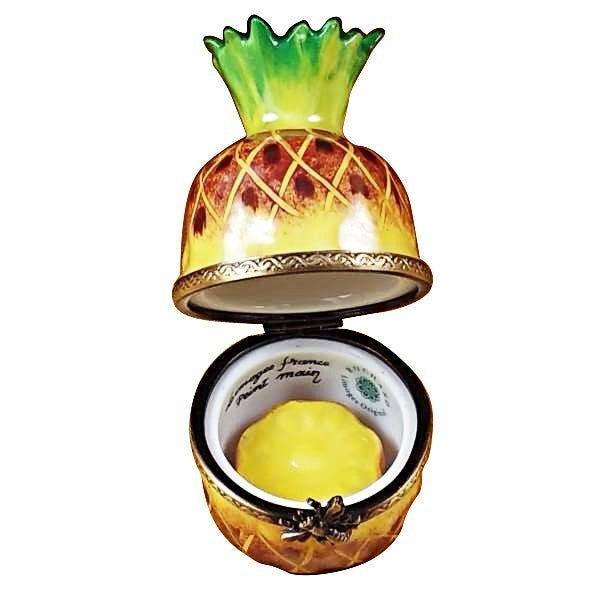 Pineapple with Slice Porcelain Limoges fruit vegetables French Trinket Box