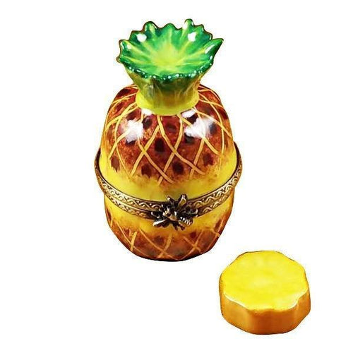 Pineapple with Slice Porcelain Limoges fruit vegetables French Trinket Box
