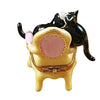 Pink Armchair with Two Cats Porcelain Limoges cat furniture French Trinket Box
