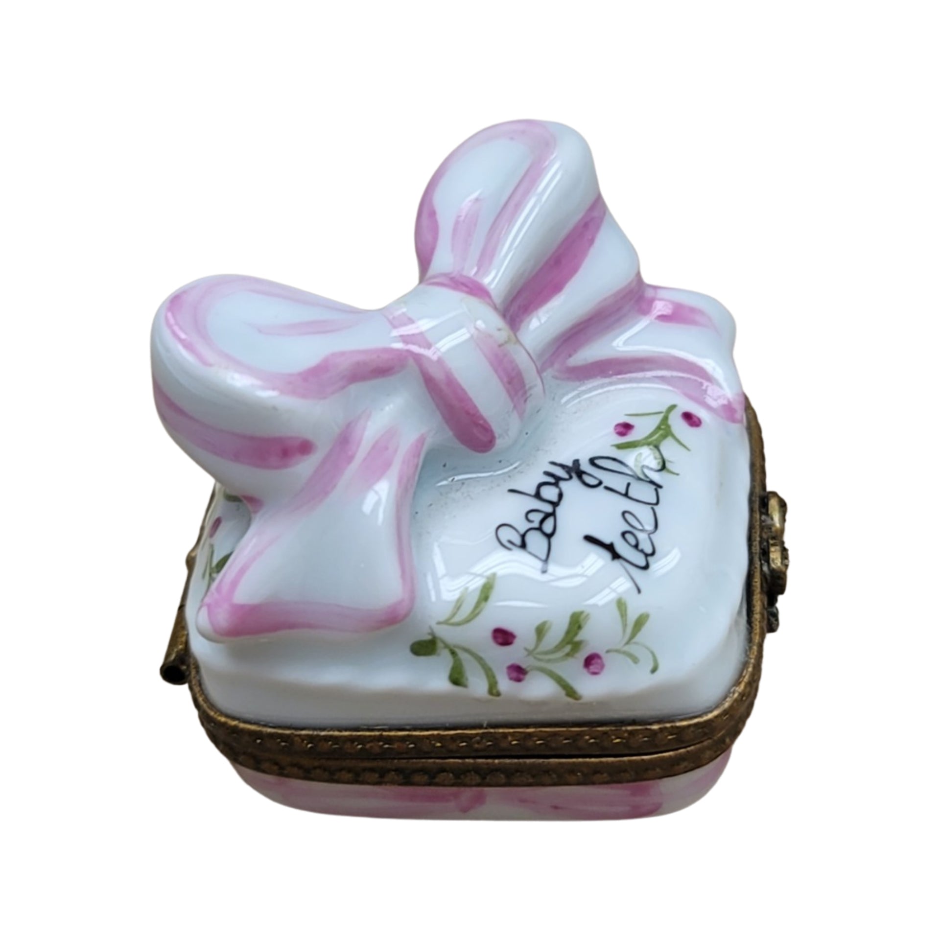 Pink Baby Teeth Treasure Box Porcelain Limoges Baby French Trinket Box
