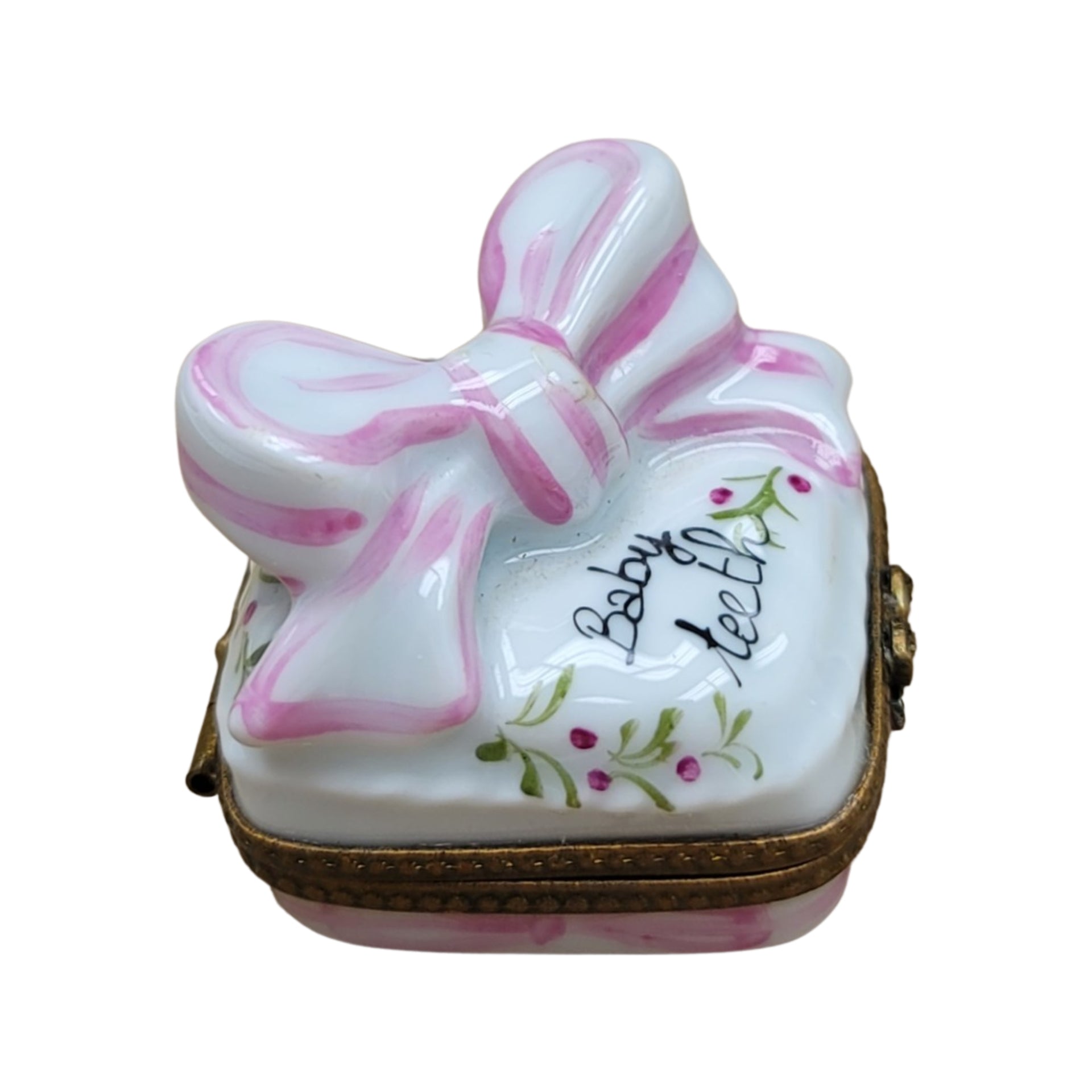 Pink Baby Teeth Treasure Box Porcelain Limoges Baby French Trinket Box