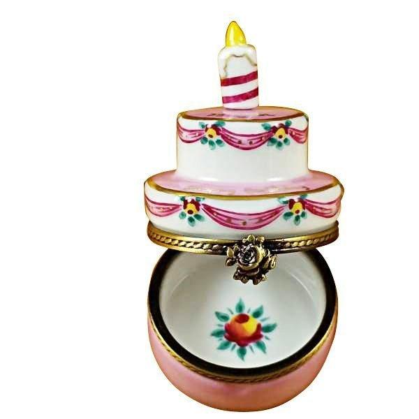 Pink Birthday Cake with Candle - 39 AGAIN Porcelain Limoges birthday French Trinket Box
