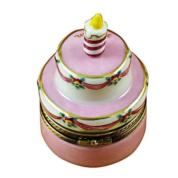 Pink Birthday Cake with Candle - 39 AGAIN Porcelain Limoges birthday French Trinket Box