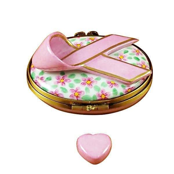 Pink Breast Cancer Ribbon Porcelain Limoges special occasions French Trinket Box