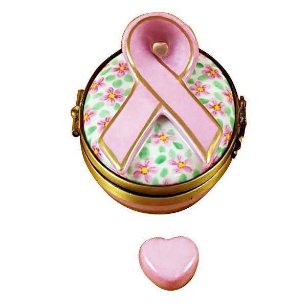 Pink Breast Cancer Ribbon Porcelain Limoges special occasions French Trinket Box