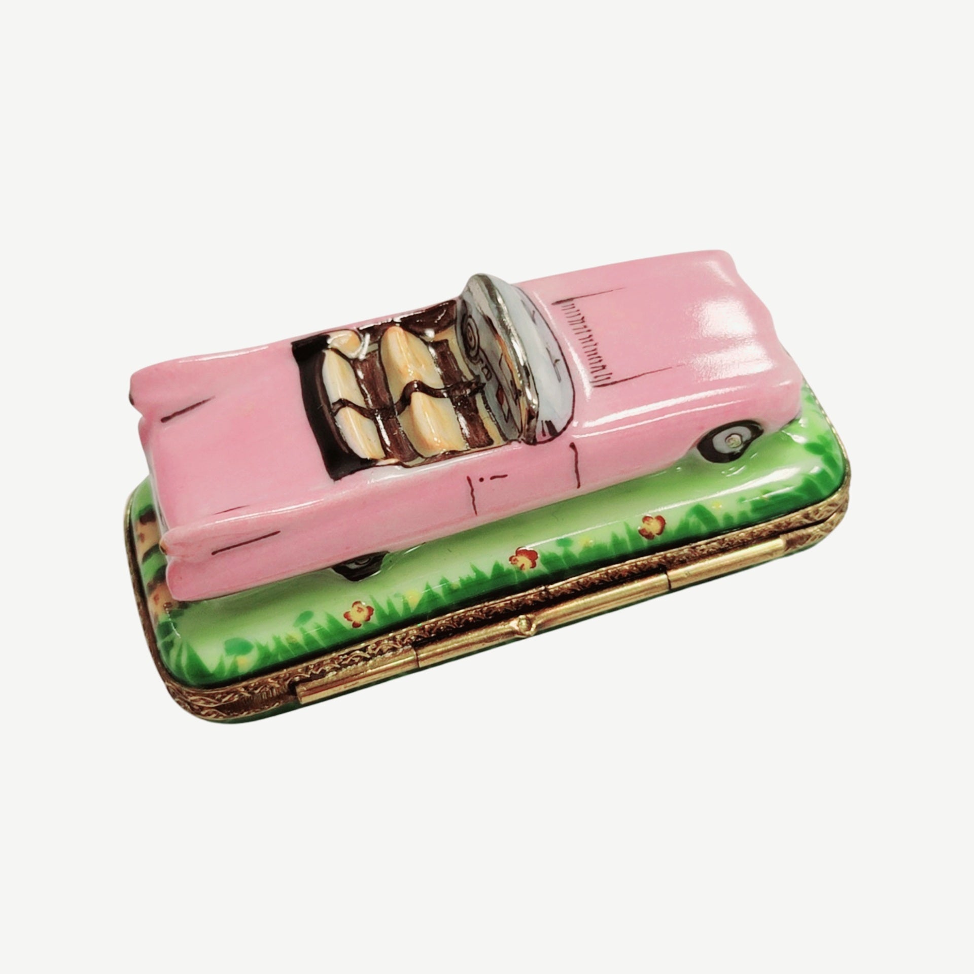Pink Cadillac Convertible Limoges Box Porcelain Limoges limoges box moving vehicals car French Trinket Box