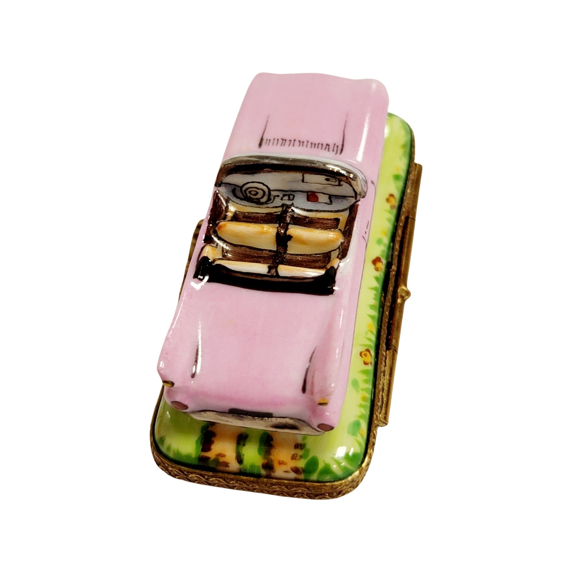 Pink Cadillac Convertible Limoges Box Porcelain Limoges limoges box moving vehicals car French Trinket Box