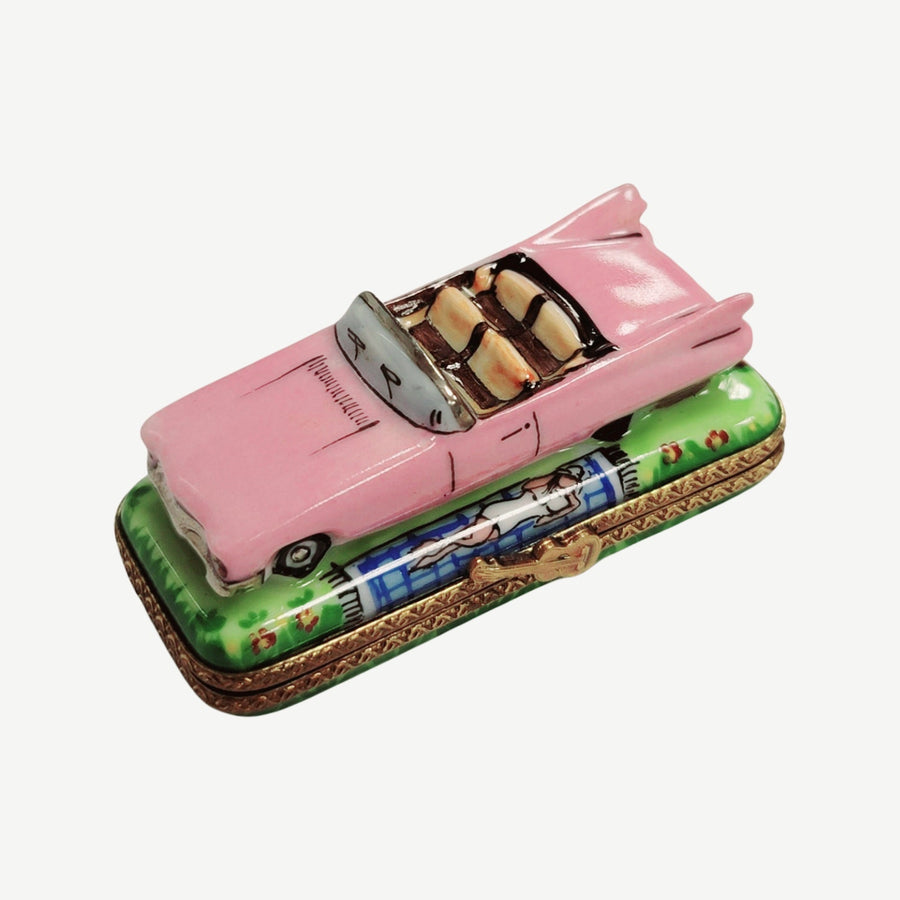 Pink Cadillac Convertible Limoges Box Porcelain Limoges limoges box moving vehicals car French Trinket Box