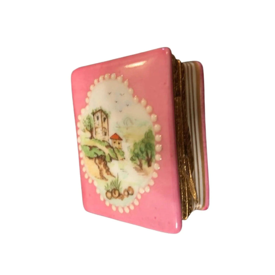 Pink Castle Trinket Box Porcelain Limoges French Trinket Box