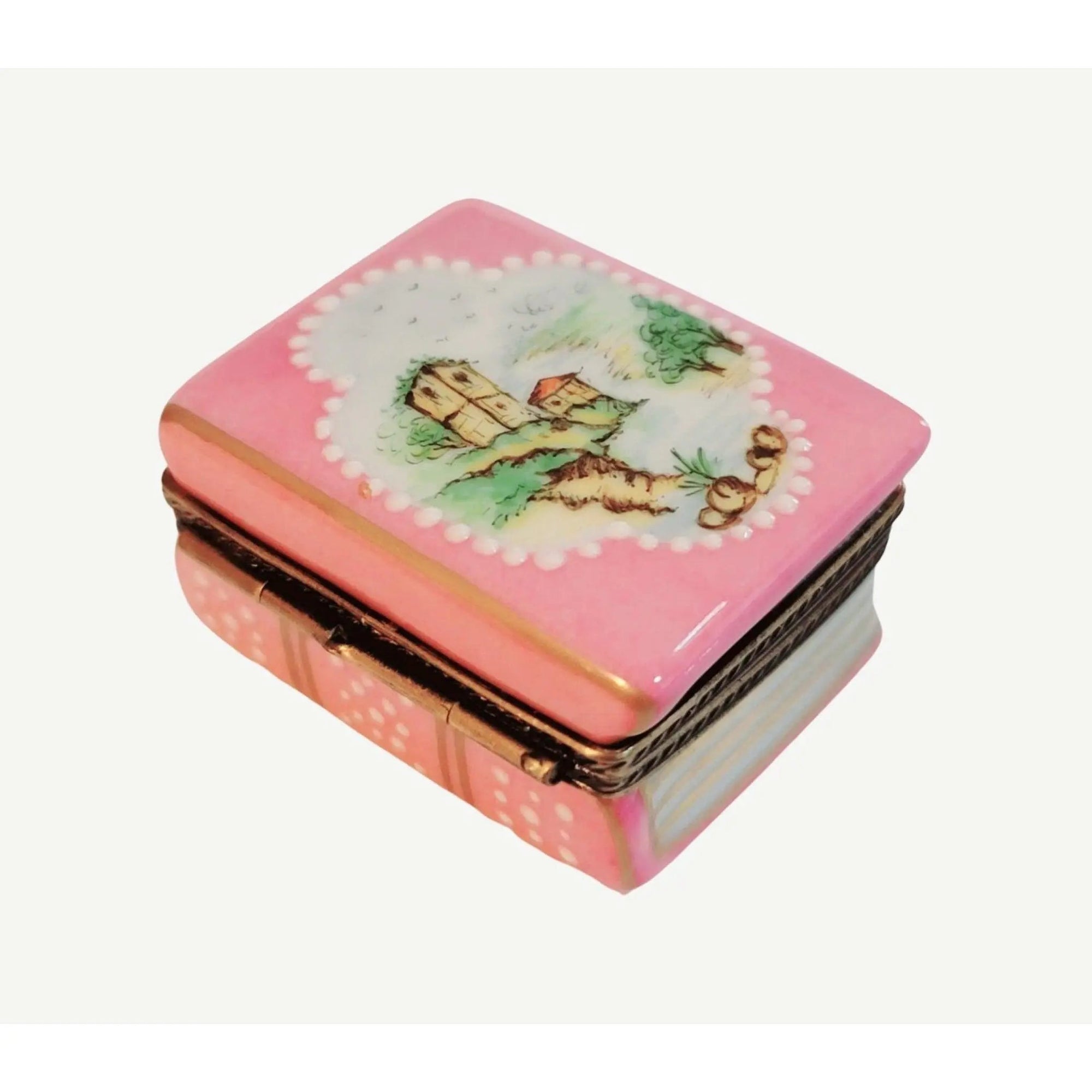 Pink Castle Trinket Box Porcelain Limoges French Trinket Box