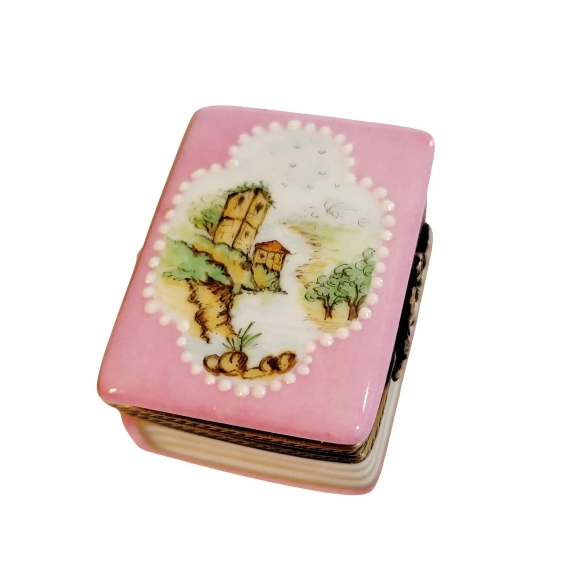 Pink Castle Trinket Box Porcelain Limoges French Trinket Box