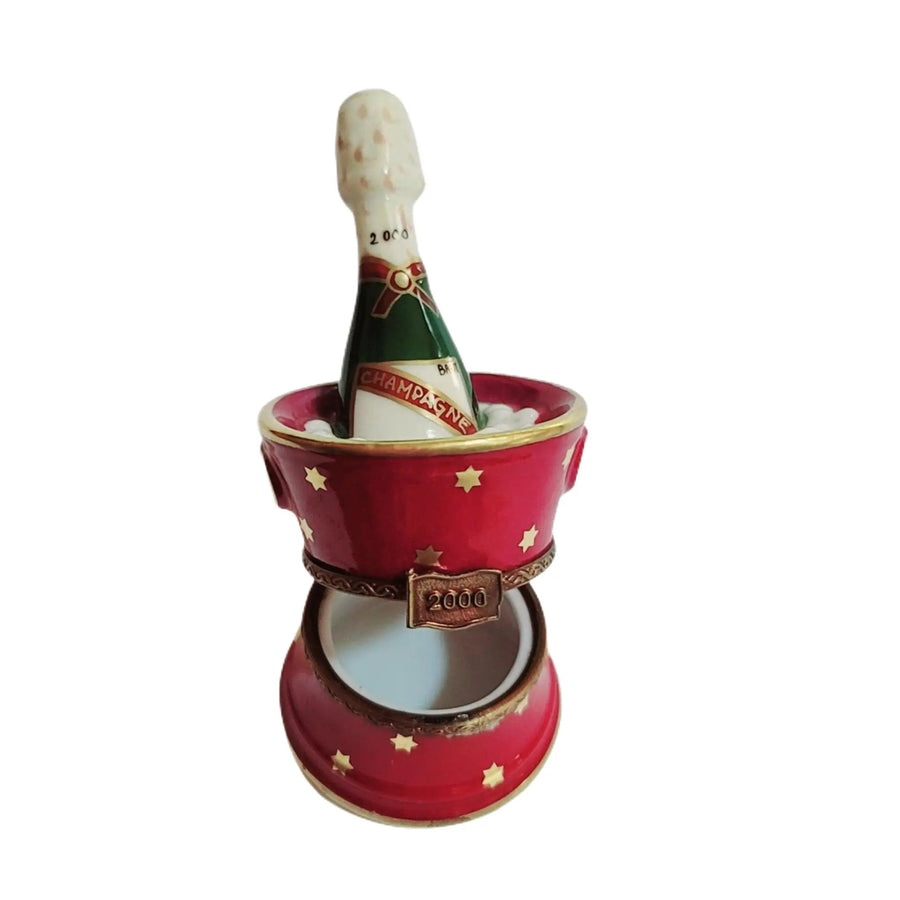 Pink Champagne Ice Bucket Box Porcelain Limoges WINE LIMOGES BOXES special French Trinket Box
