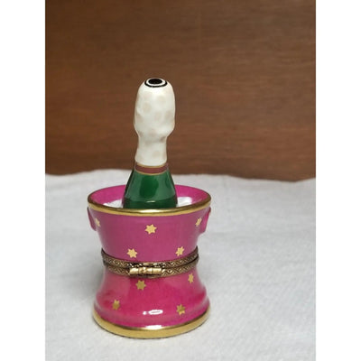 Pink Champagne Ice Bucket Box Porcelain Limoges WINE LIMOGES BOXES special French Trinket Box