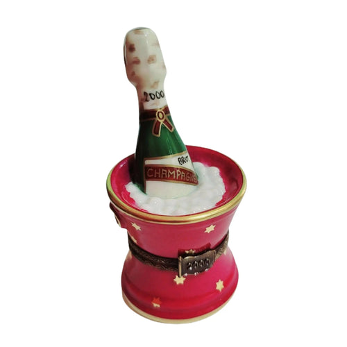 Pink Champagne Ice Bucket Box Porcelain Limoges WINE LIMOGES BOXES special French Trinket Box