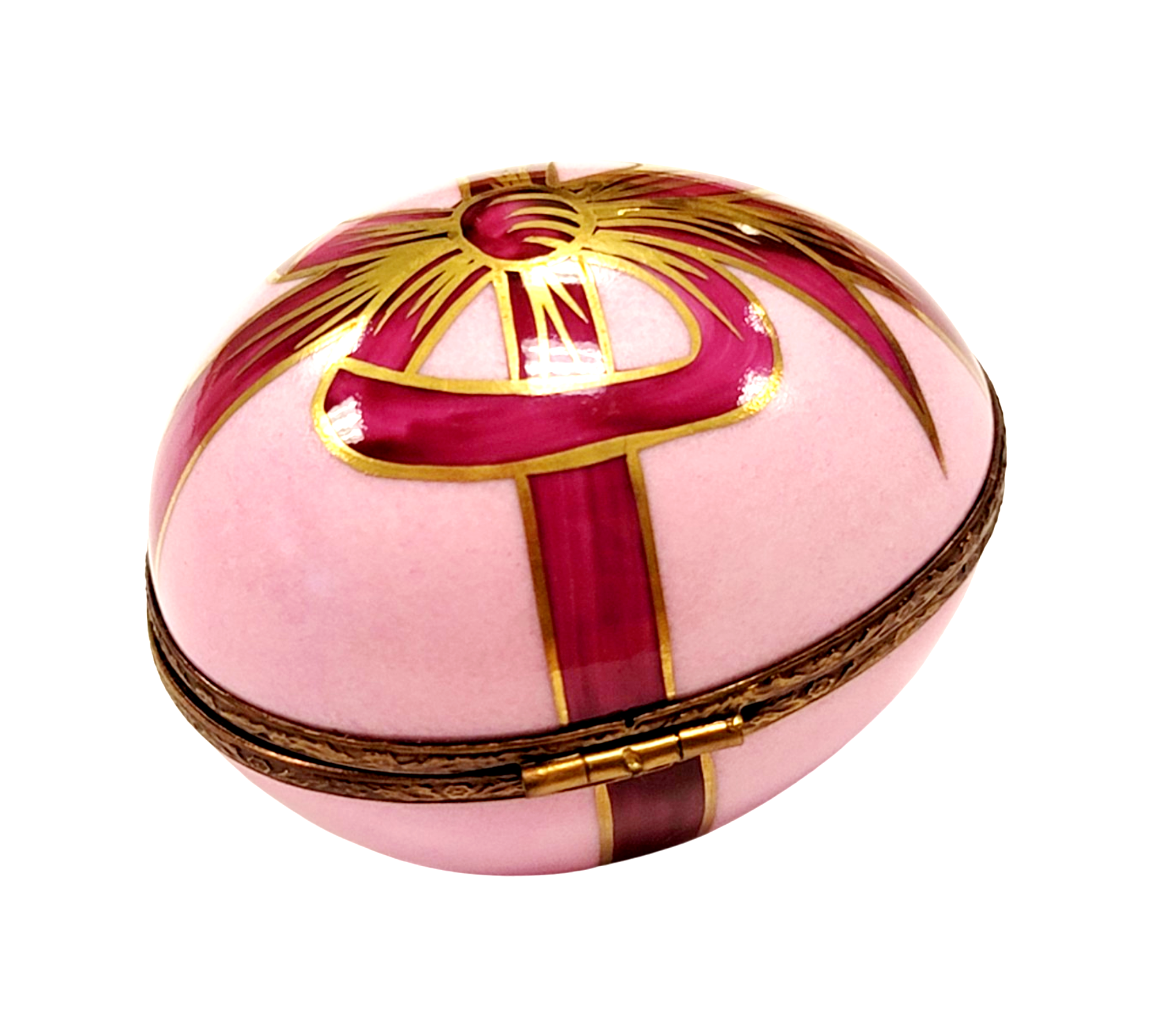 Pink Easter Egg Trinket Box Porcelain Limoges rabbit Easter French Trinket Box