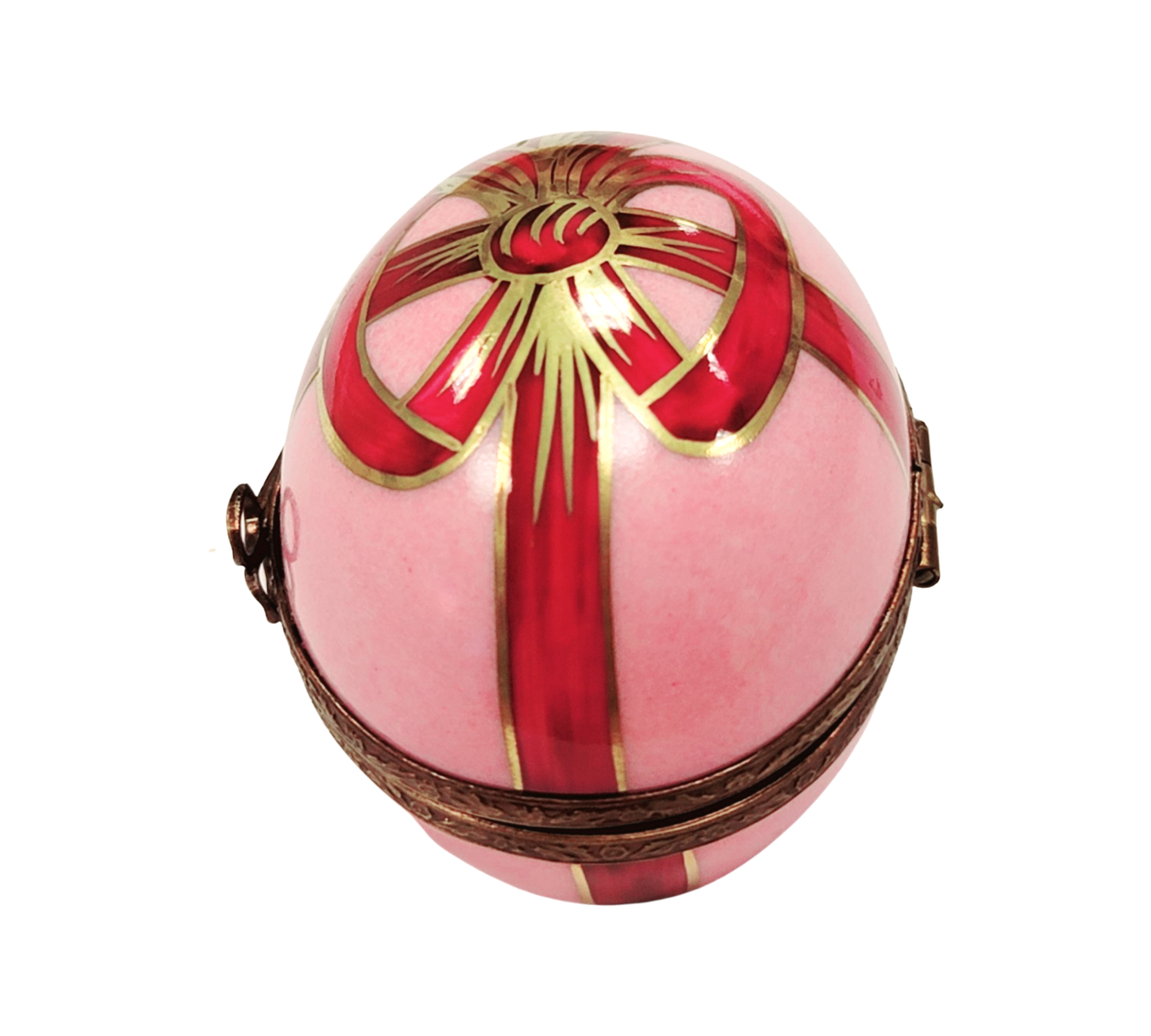 Pink Easter Egg Trinket Box Porcelain Limoges rabbit Easter French Trinket Box