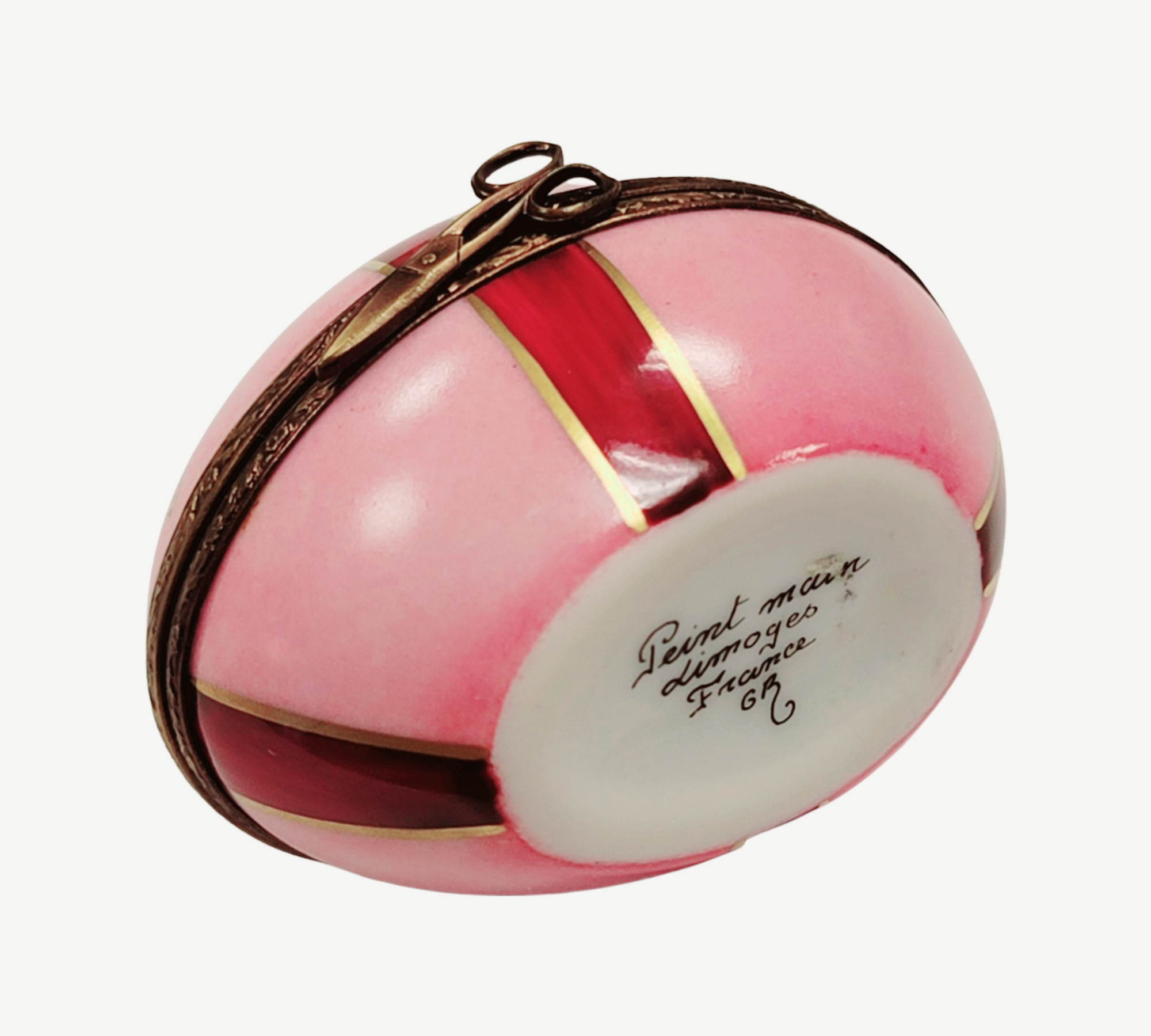 Pink Easter Egg Trinket Box Porcelain Limoges rabbit Easter French Trinket Box