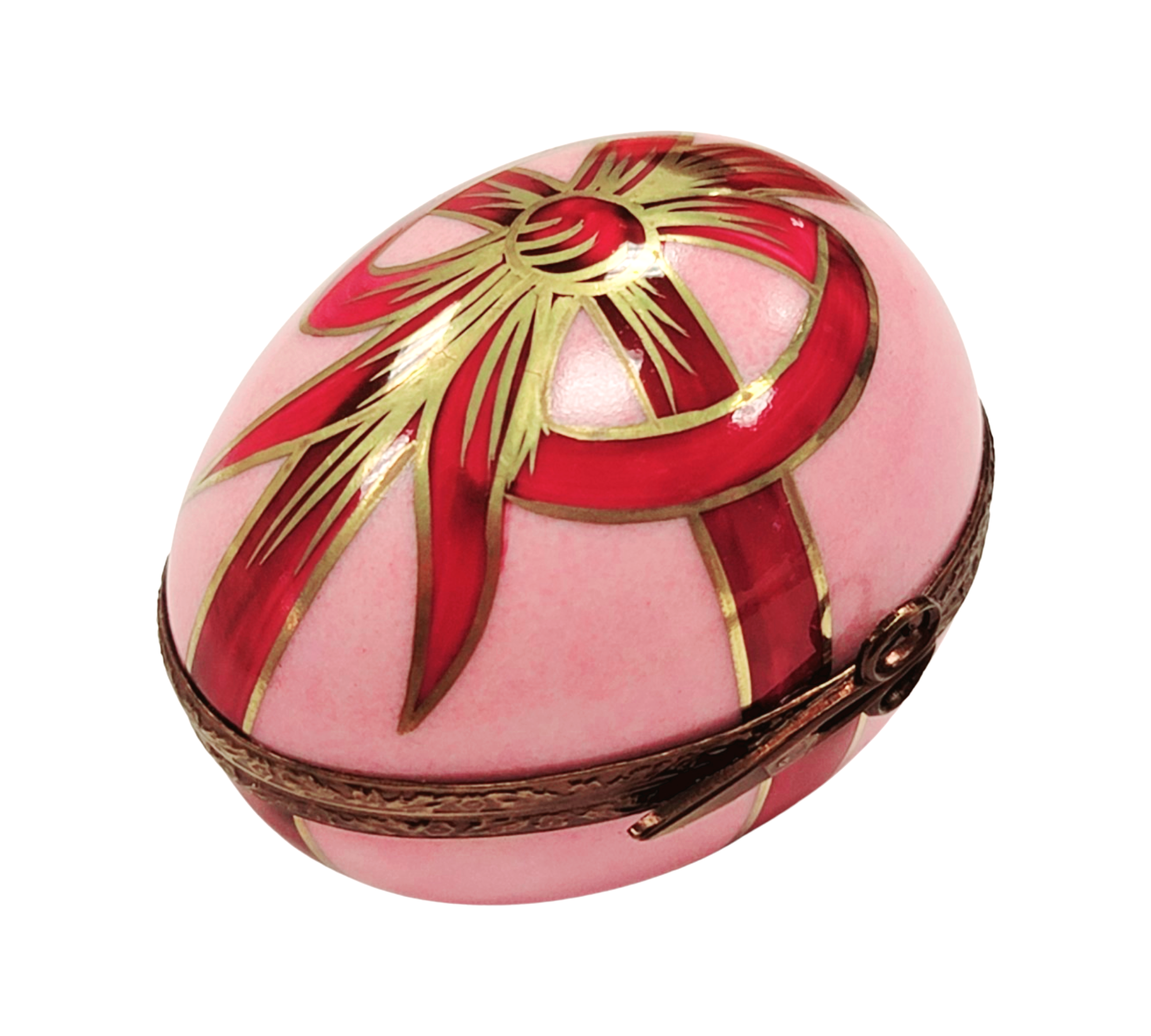 Pink Easter Egg Trinket Box Porcelain Limoges rabbit Easter French Trinket Box