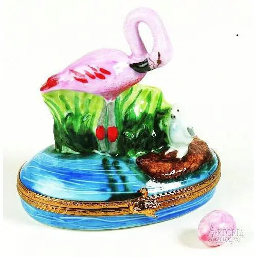 Pink Flamingo No 2 Porcelain Limoges bird birds French Trinket Box