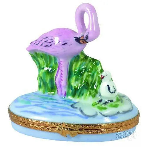 Pink Flamingo Porcelain Limoges bird birds French Trinket Box