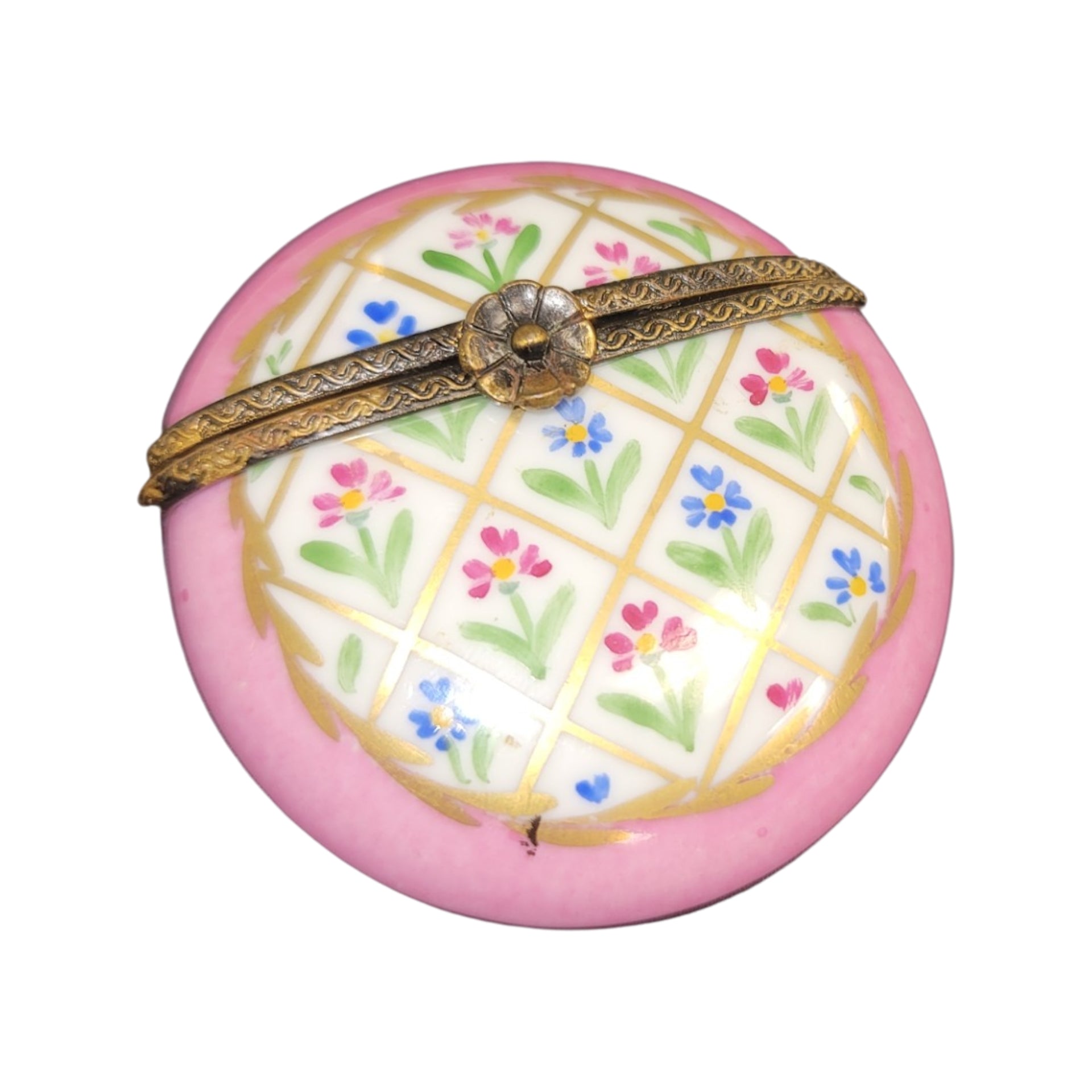 Elegant Pink Porcelain Pill Box Porcelain Limoges LIMOGES BOXES traditional French Trinket Box