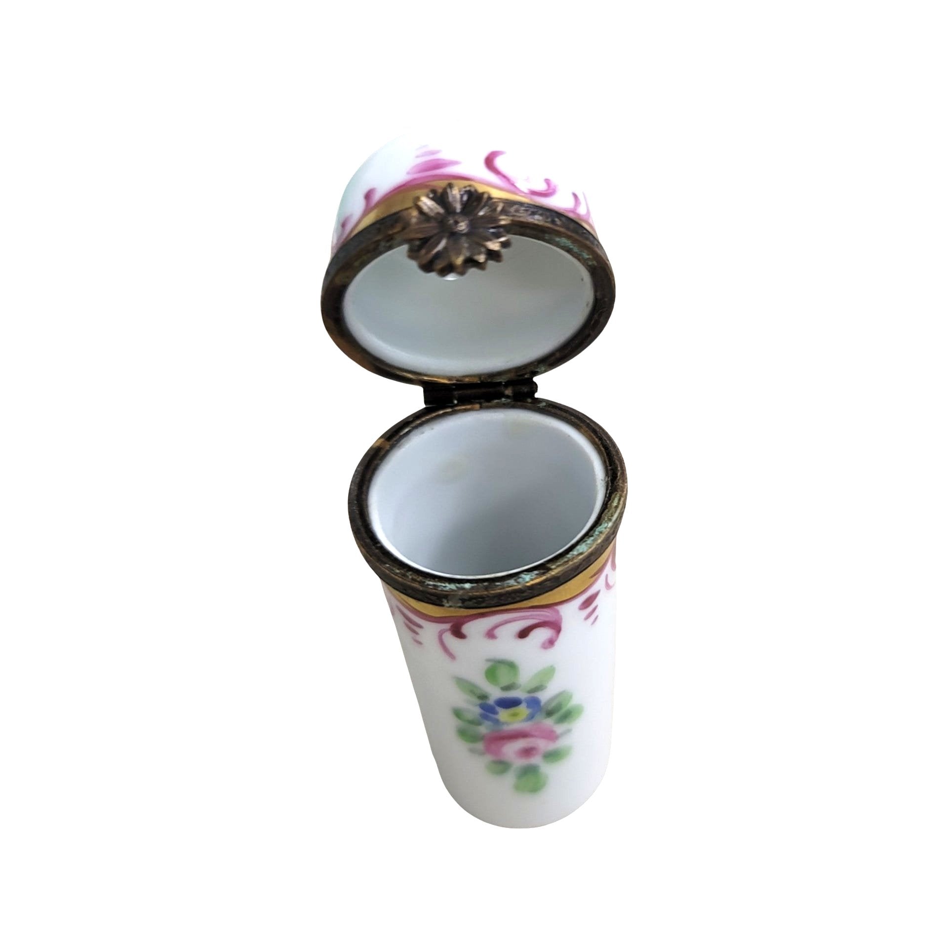 Pink Floral Cylinder Box Porcelain Limoges LIMOGES BOXES traditional French Trinket Box