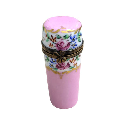 Pink Floral Cylinder Box Porcelain Limoges LIMOGES BOXES traditional French Trinket Box