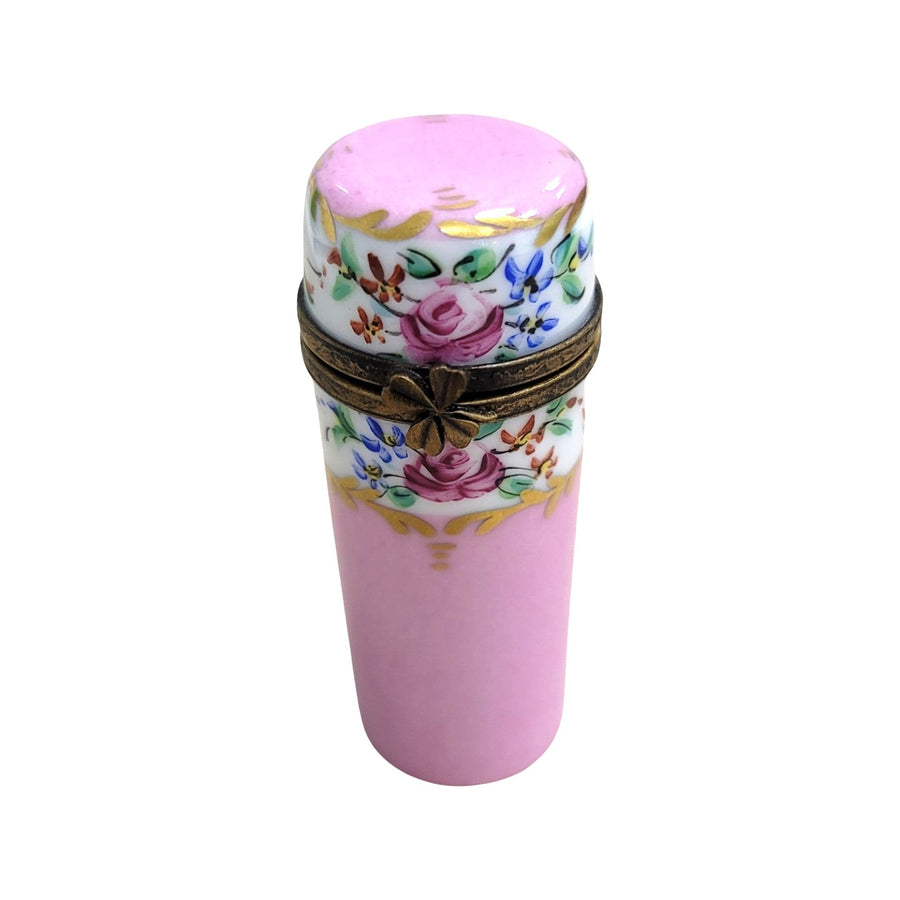 Pink Floral Cylinder Box Porcelain Limoges LIMOGES BOXES traditional French Trinket Box