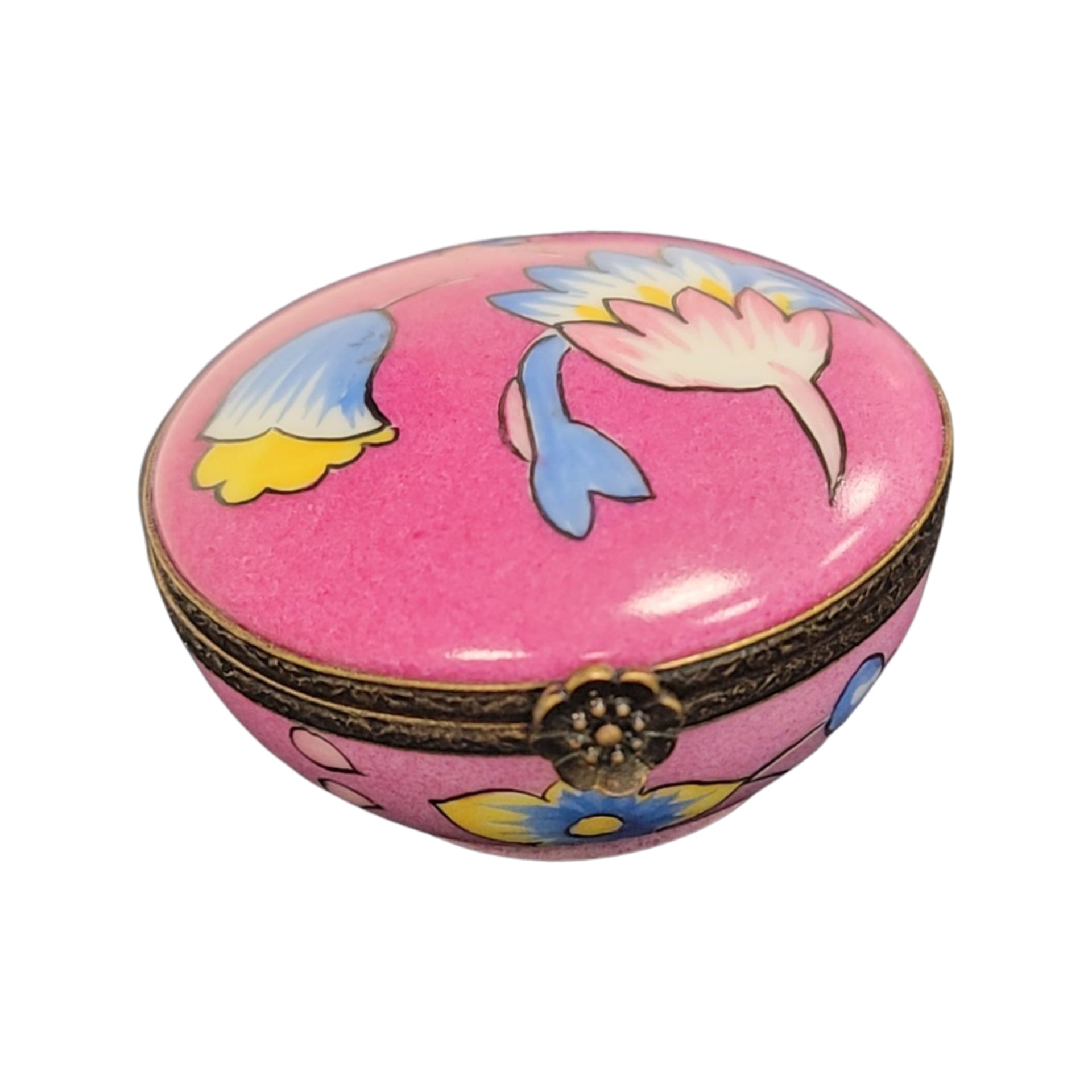 Pink Floral Elegance Box Porcelain Limoges LIMOGES BOXES traditional French Trinket Box