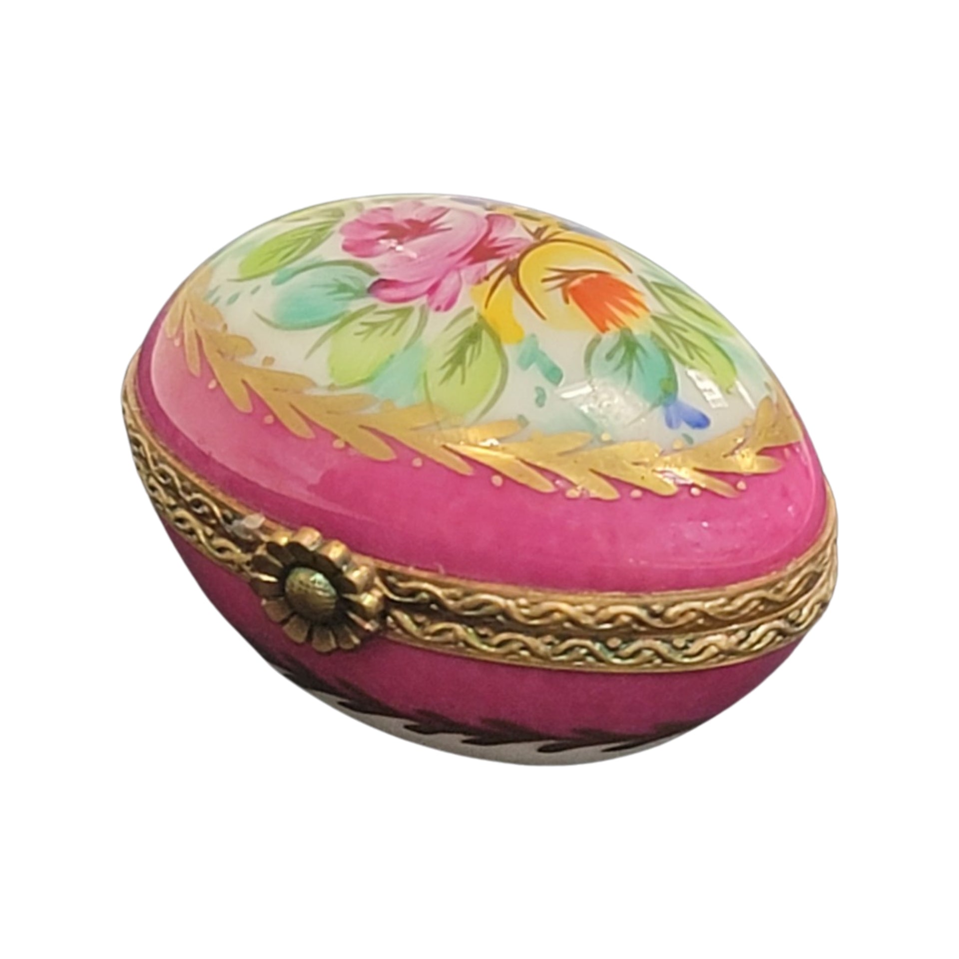 Pink Floral Elegance Egg Porcelain Limoges egg LIMOGES BOXES French Trinket Box