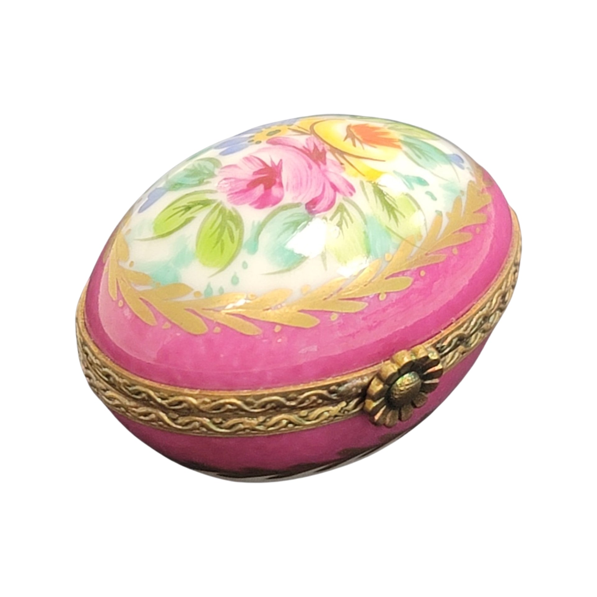 Pink Floral Elegance Egg Porcelain Limoges egg LIMOGES BOXES French Trinket Box