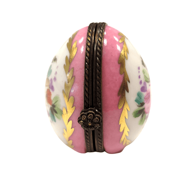 Pink Floral Elegance Limoges Box Porcelain Limoges egg French Trinket Box