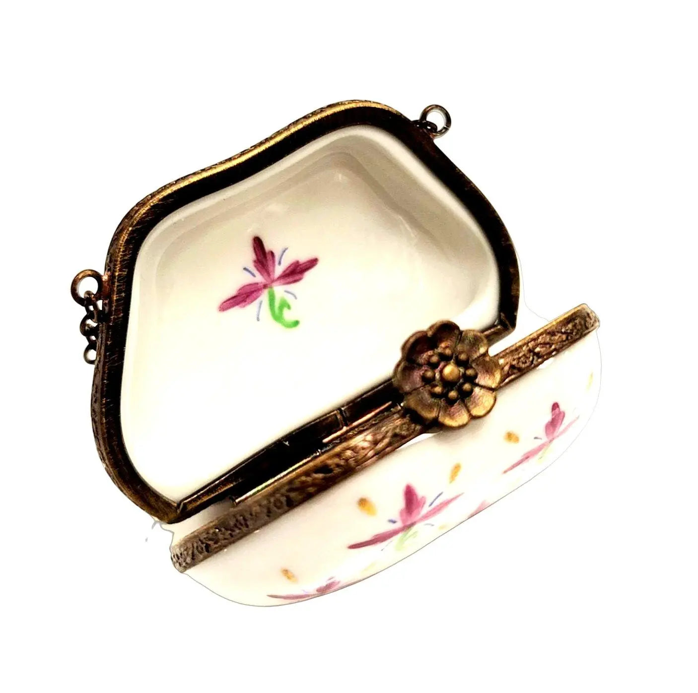 Pink Floral Limoges Box Treasure Porcelain Limoges purse trinket box limoges French Trinket Box