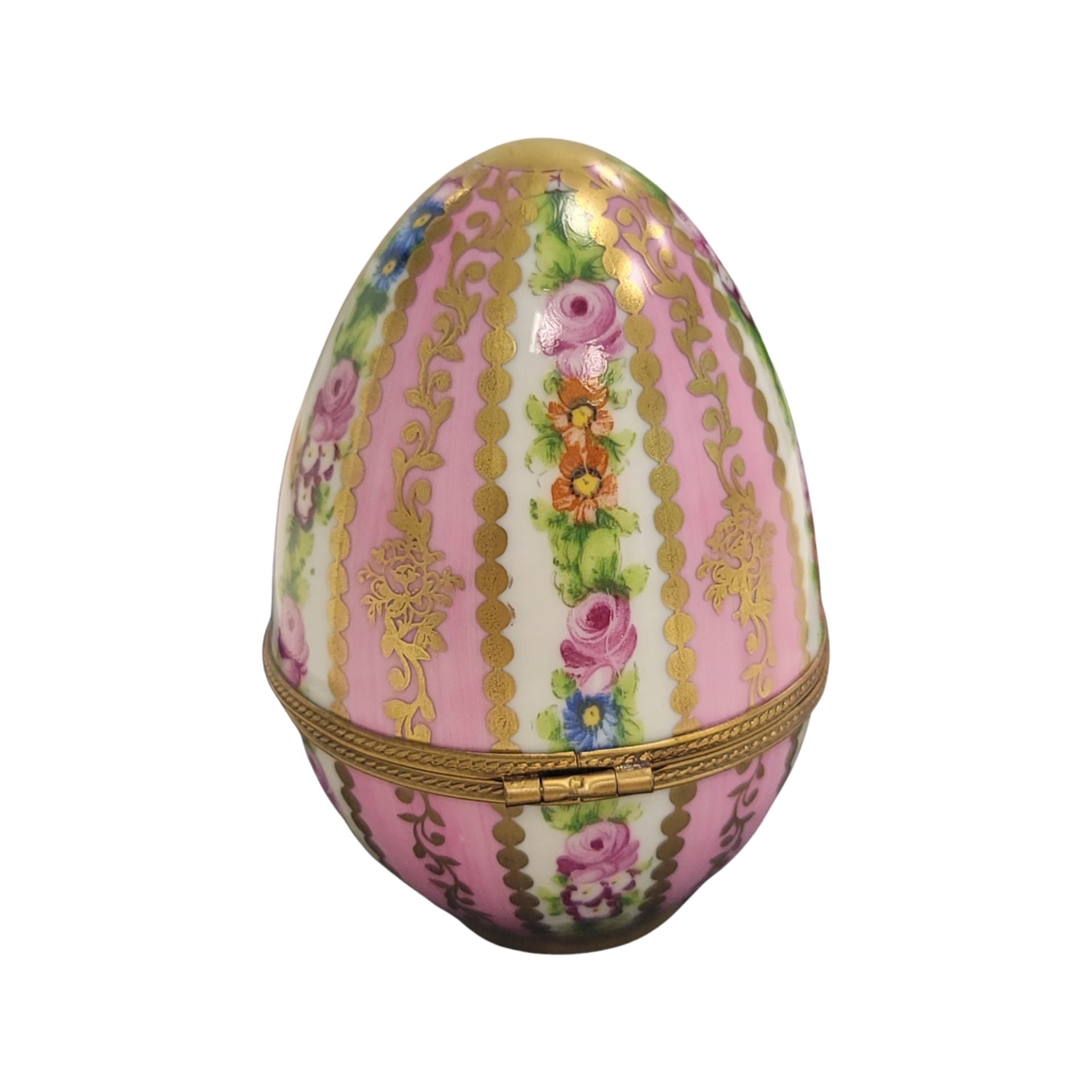 Pink Floral Limoges Egg Box Porcelain Limoges egg LIMOGES BOXES French Trinket Box