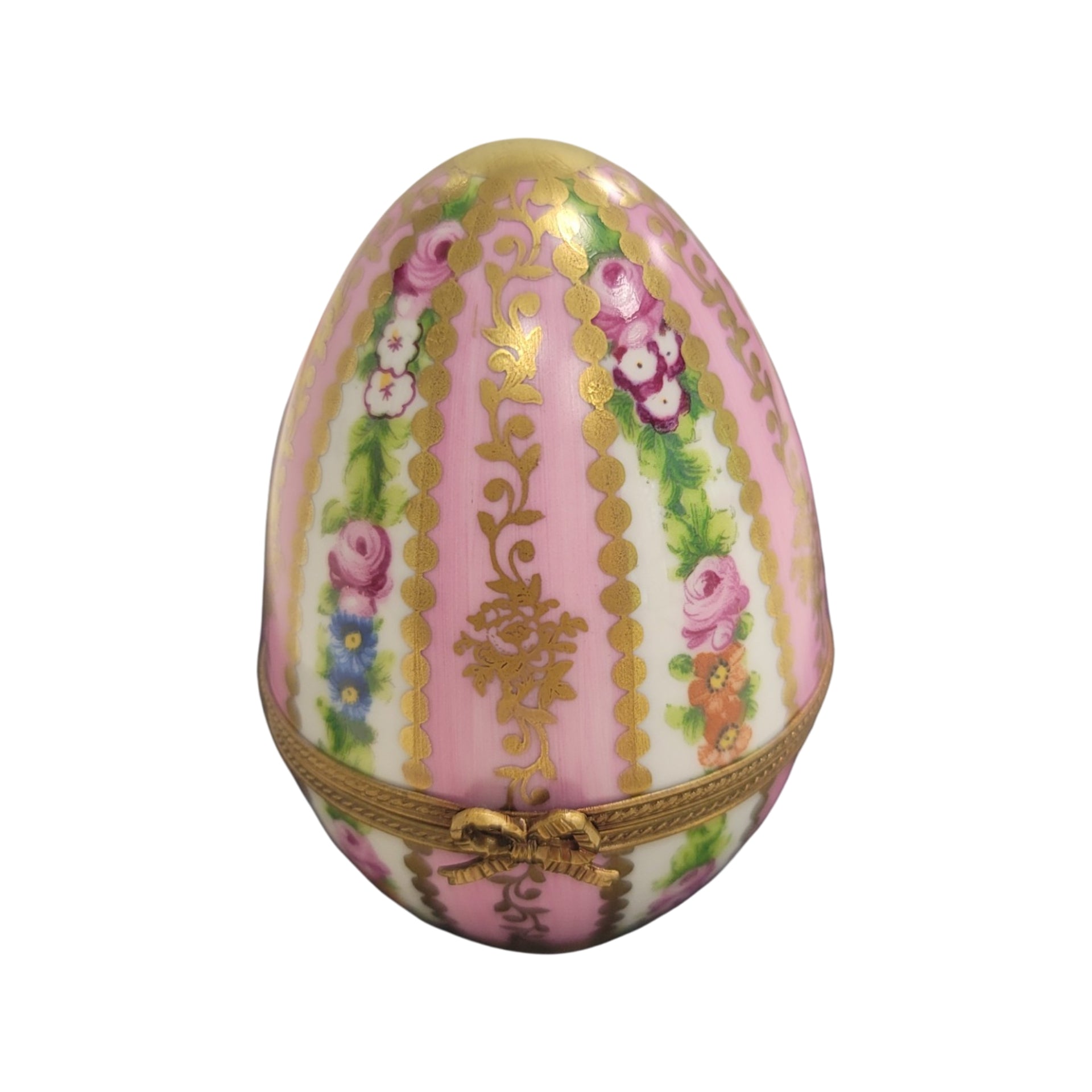 Pink Floral Limoges Egg Box Porcelain Limoges egg LIMOGES BOXES French Trinket Box