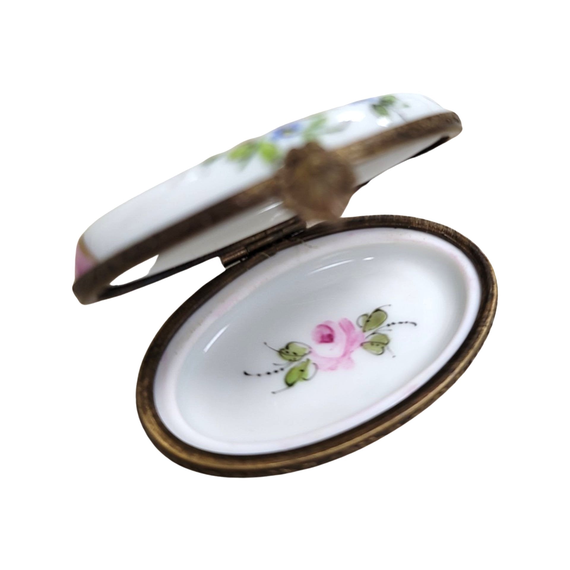 Pink Floral Oval Box Porcelain Limoges LIMOGES BOXES traditional French Trinket Box