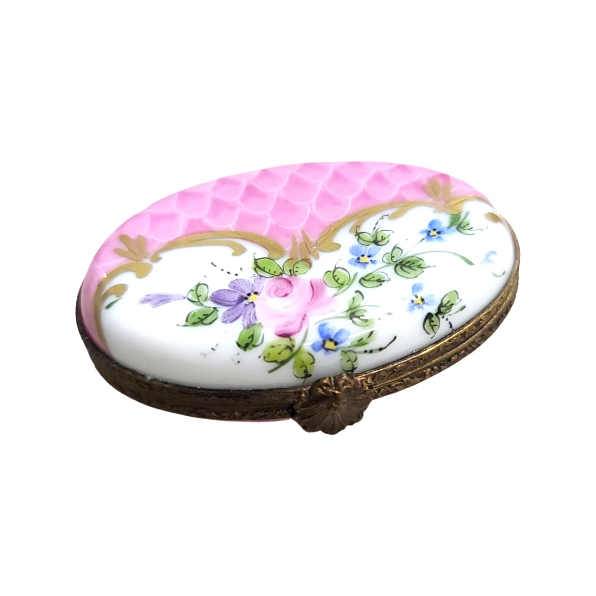 Pink Floral Oval Box Porcelain Limoges LIMOGES BOXES traditional French Trinket Box
