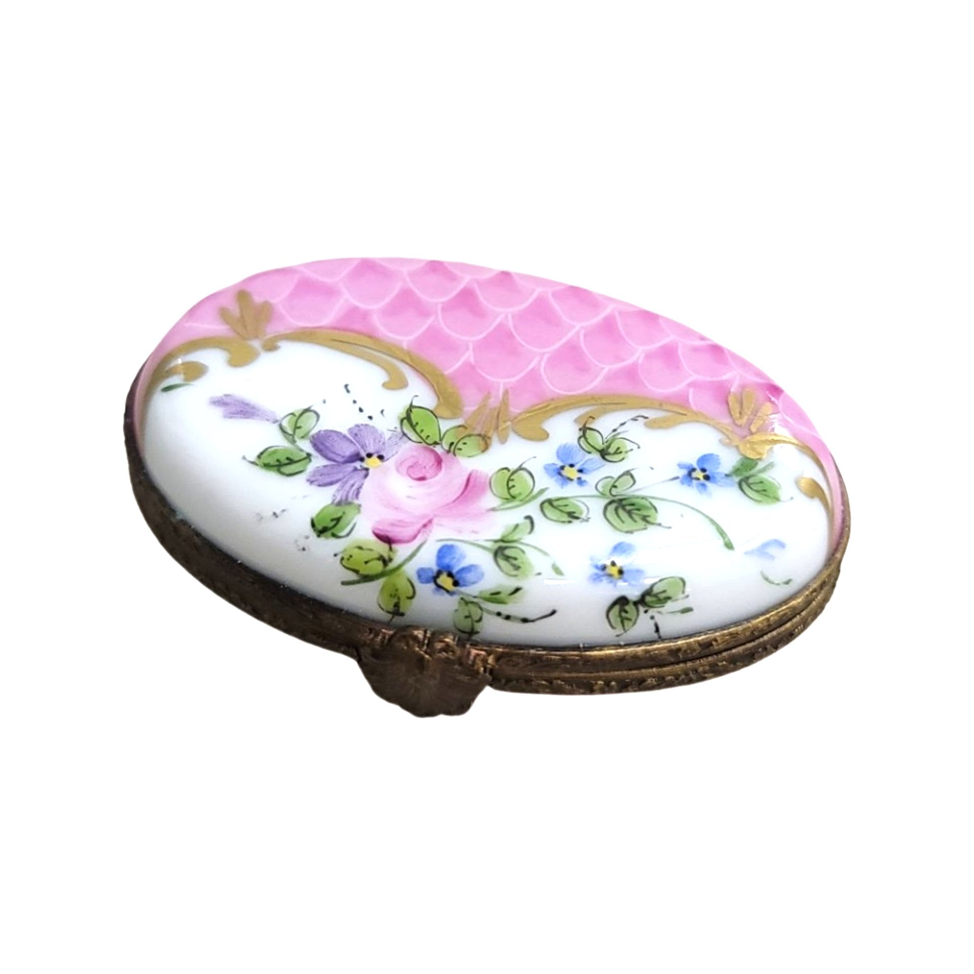 Pink Floral Oval Box Porcelain Limoges LIMOGES BOXES traditional French Trinket Box