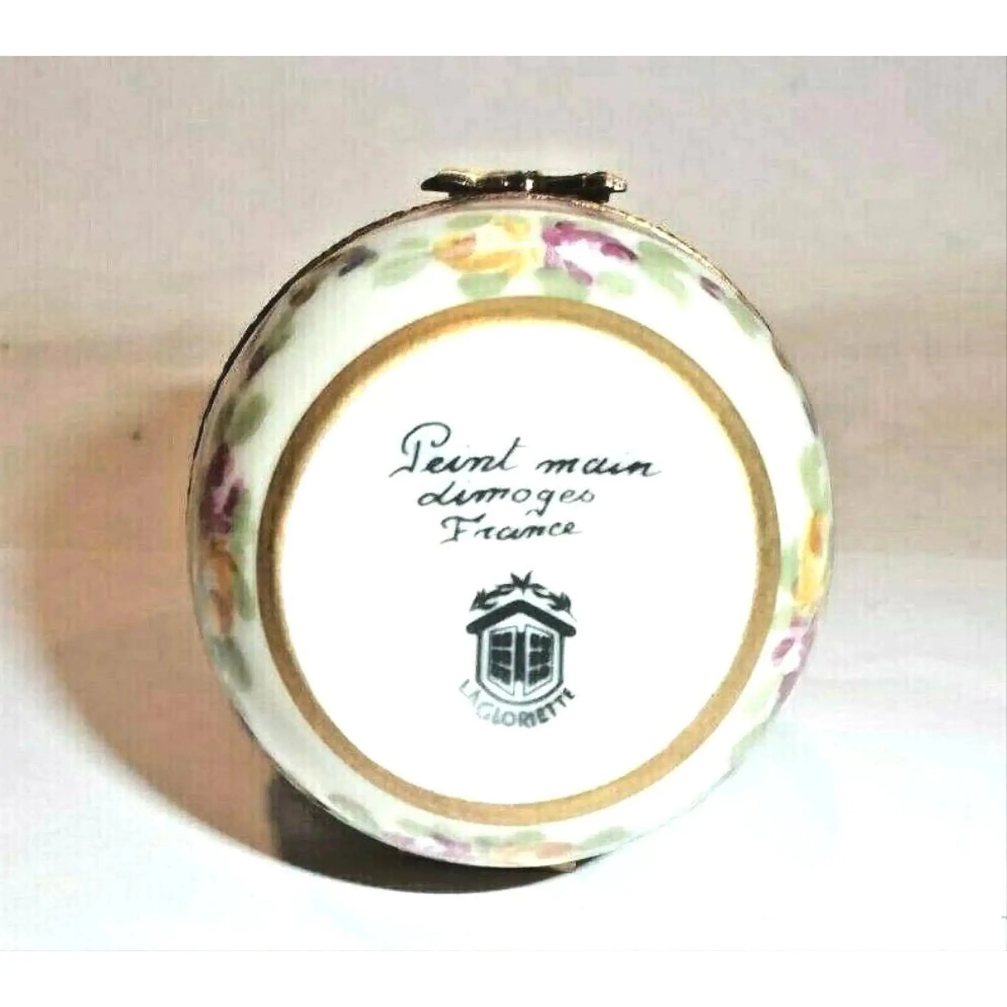 Pink Gold Ribbon Egg Trinket Porcelain Limoges egg French Trinket Box