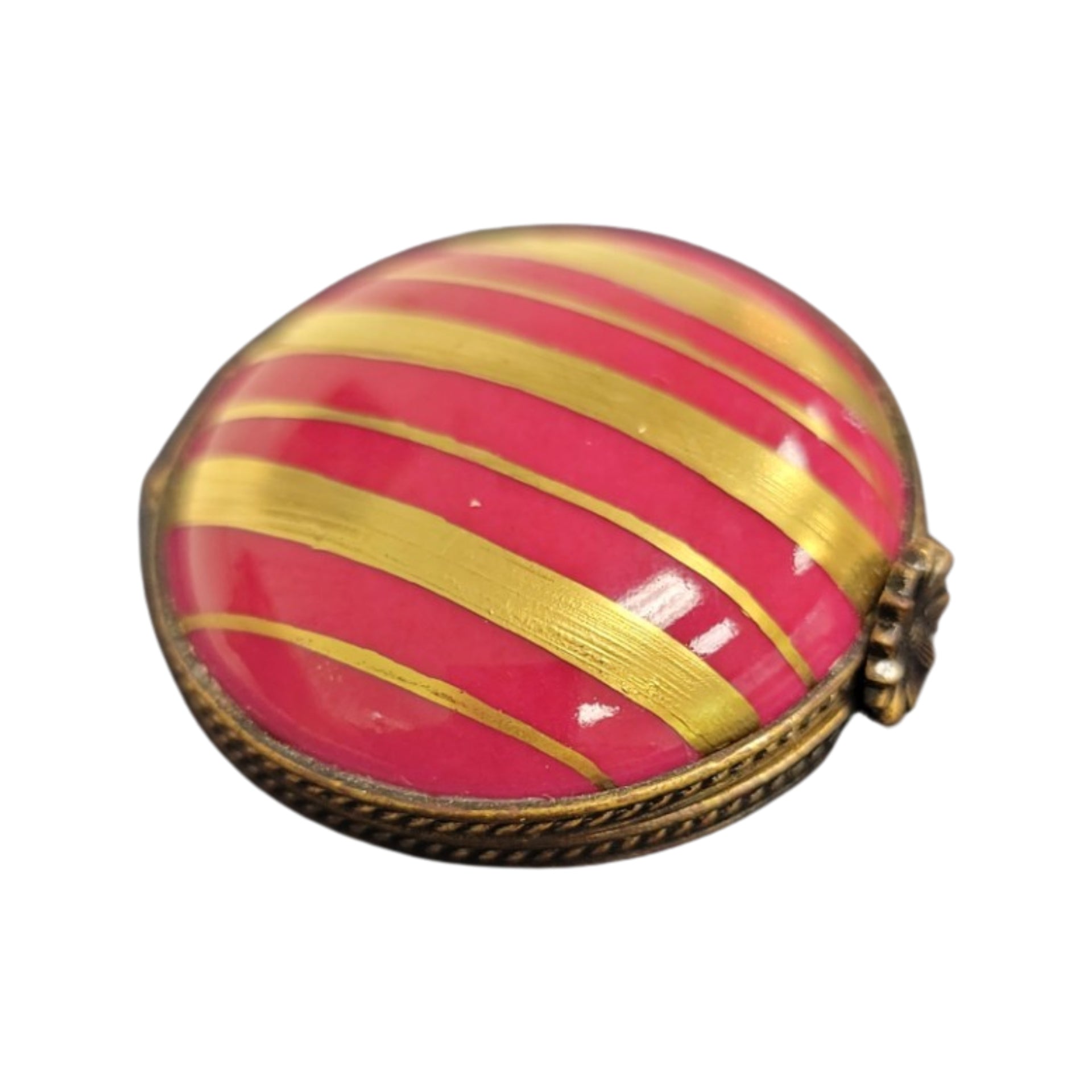 Pink Gold Striped Elegance Box Porcelain Limoges LIMOGES BOXES traditional French Trinket Box