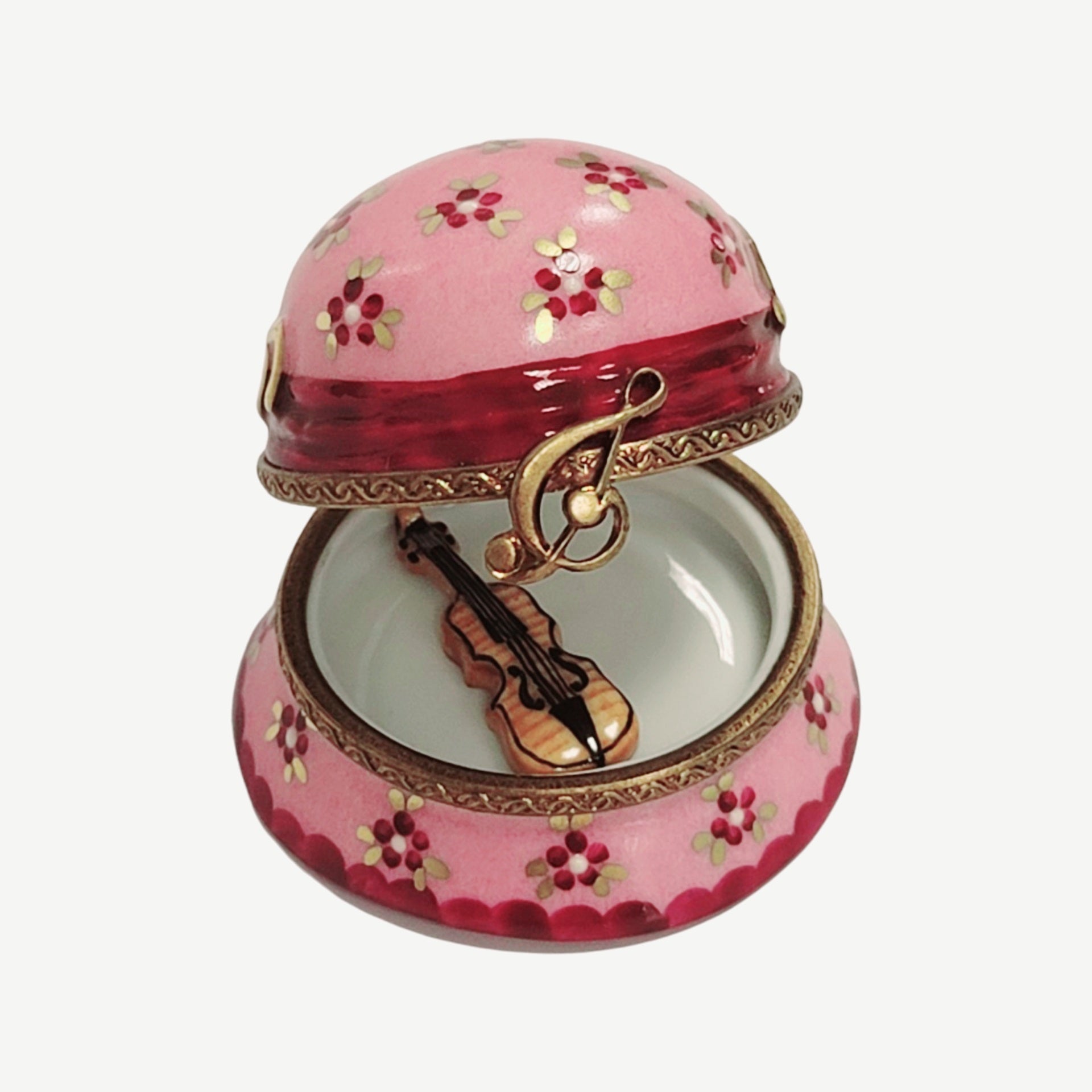 Pink Hat Violin Limoges Box Porcelain Limoges Music LIMOGES BOXES hat French Trinket Box