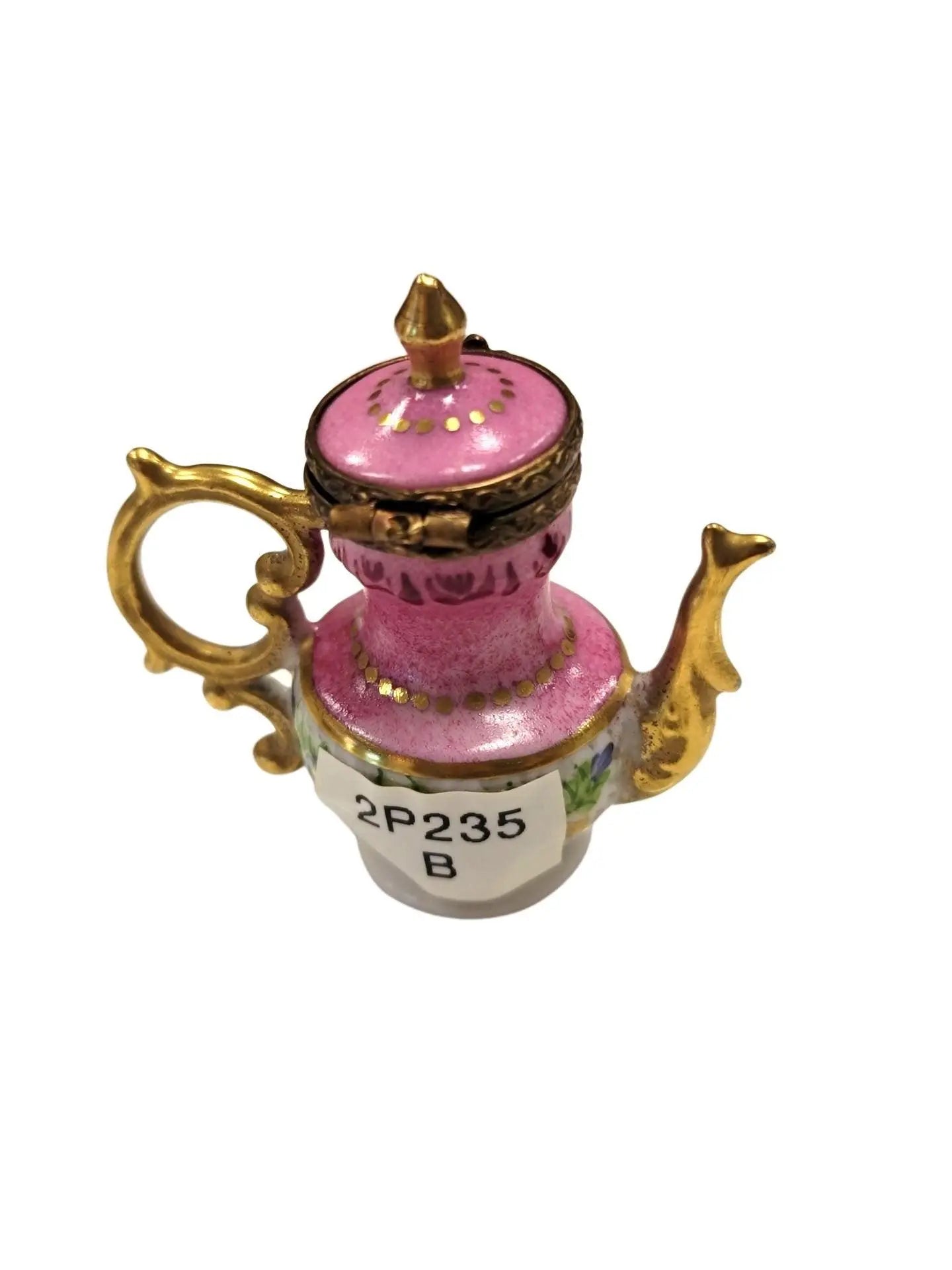 Pink Limoges Teapot Charm Porcelain Limoges China French Trinket Box