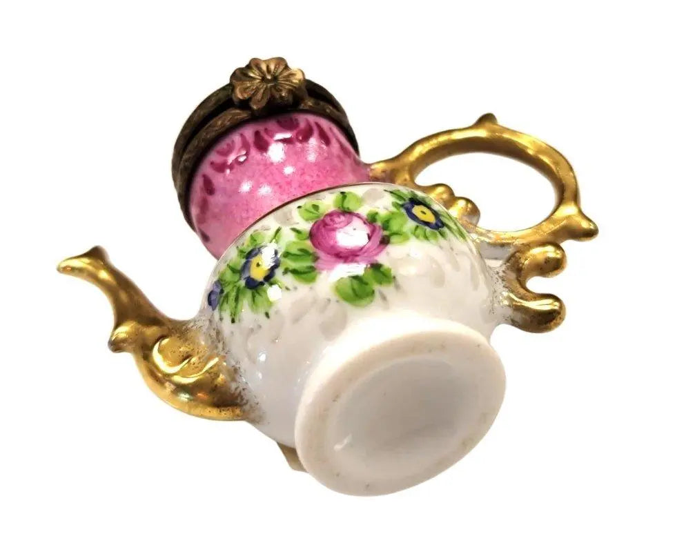 Pink Limoges Teapot Charm Porcelain Limoges China French Trinket Box