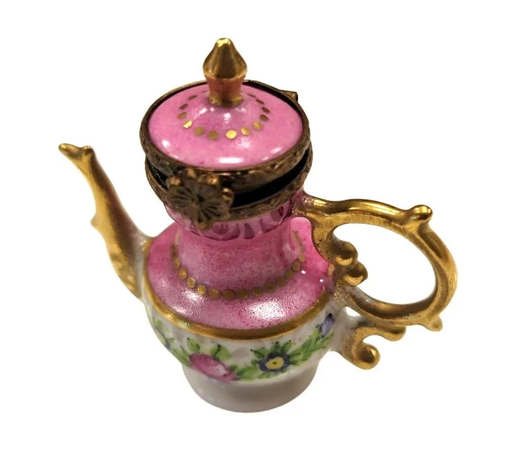 Pink Limoges Teapot Charm Porcelain Limoges China French Trinket Box