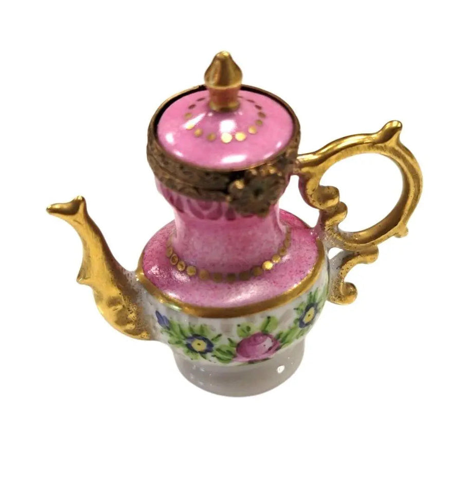 Pink Limoges Teapot Charm Porcelain Limoges China French Trinket Box