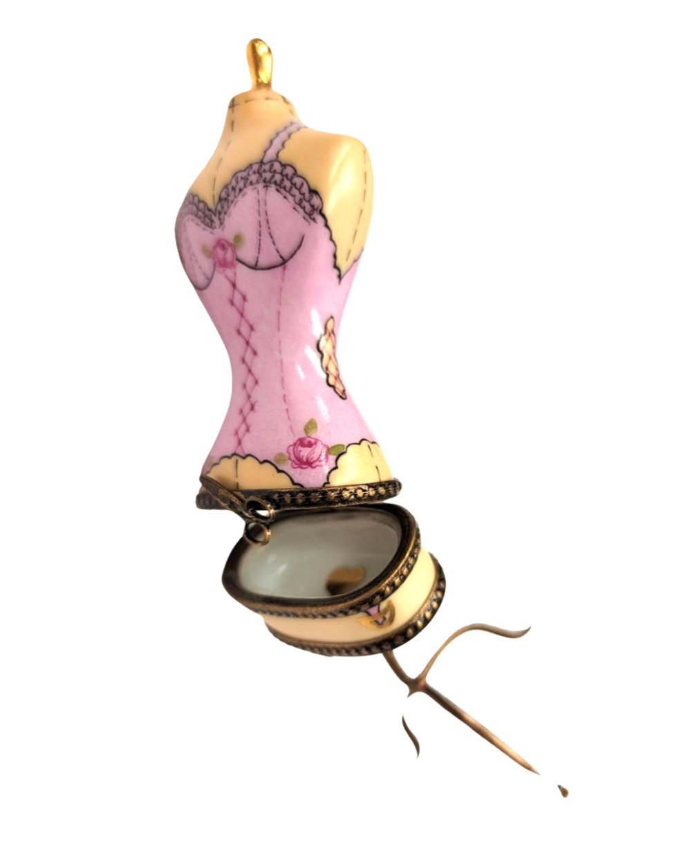 Pink Mannequin Fashion Figurine Porcelain Limoges Fashion jewelry women shoes limoges box French Trinket Box